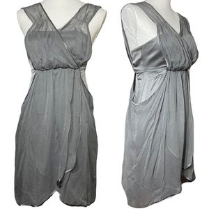 Dolan Anthropologie Gray Silk Dress EUC S Satin Chiffon A-Line Fairy Grunge